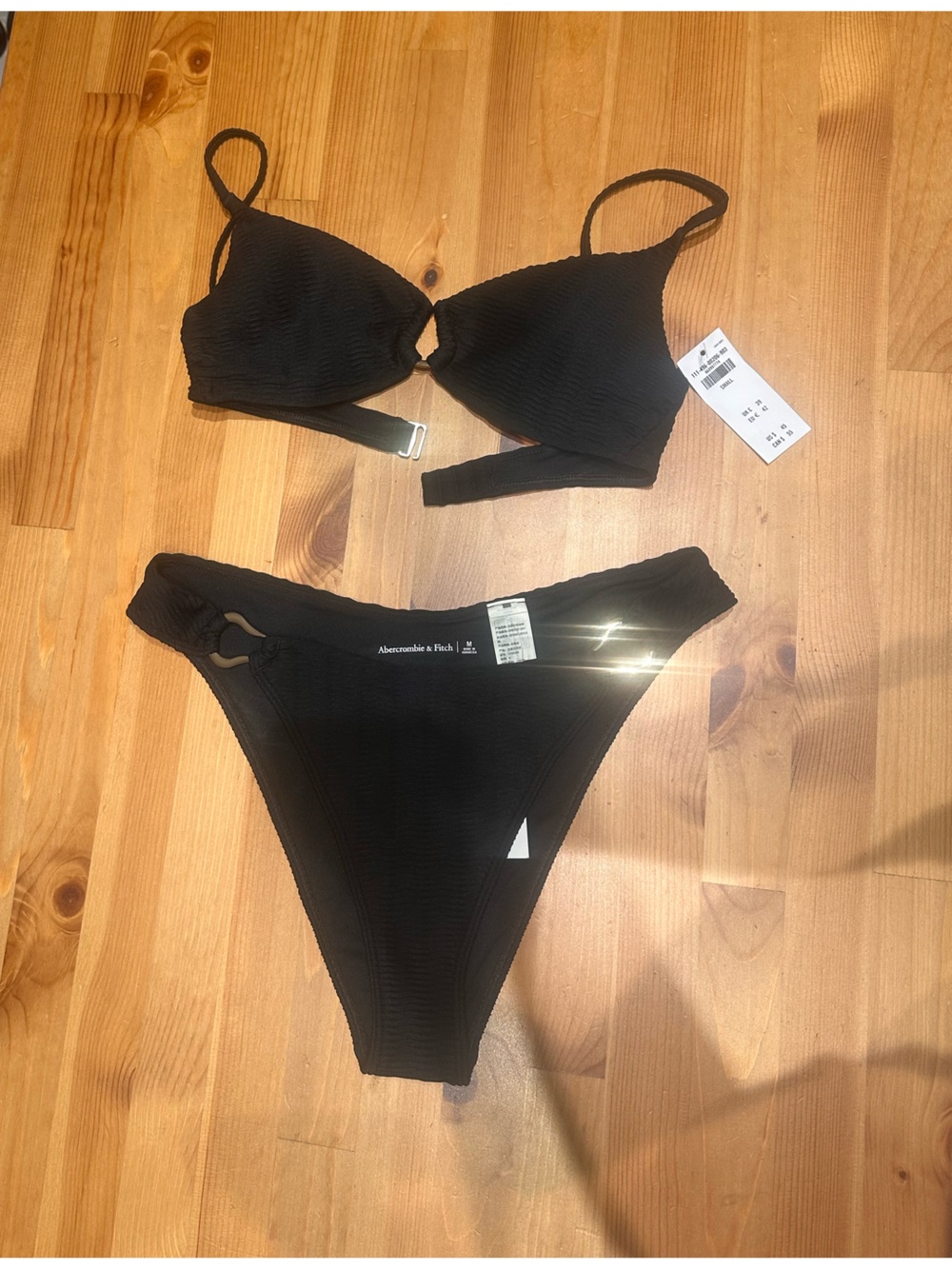 Black Textured Bikini Set